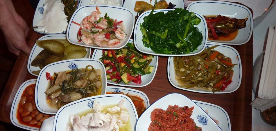 Wide range of home-made mezes and Aegean specialities